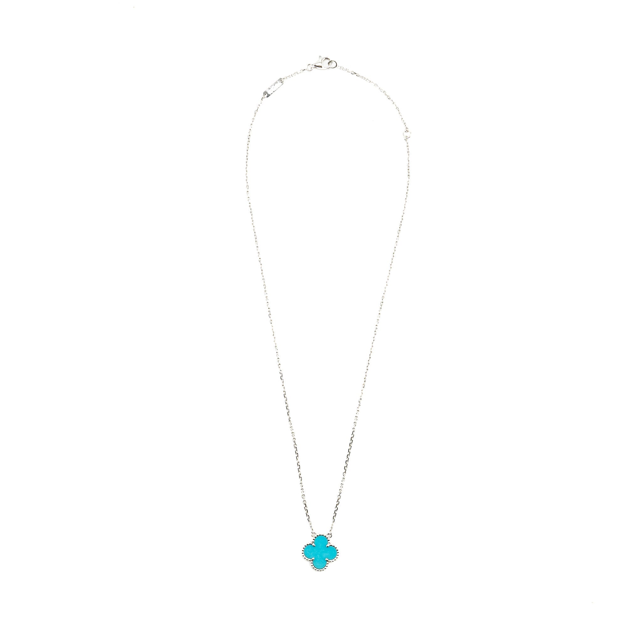 VAN CLEEF & ARPELS VINTAGE ALHAMBRA PENDANT TURQUOISE / 18K WHITE GOLD