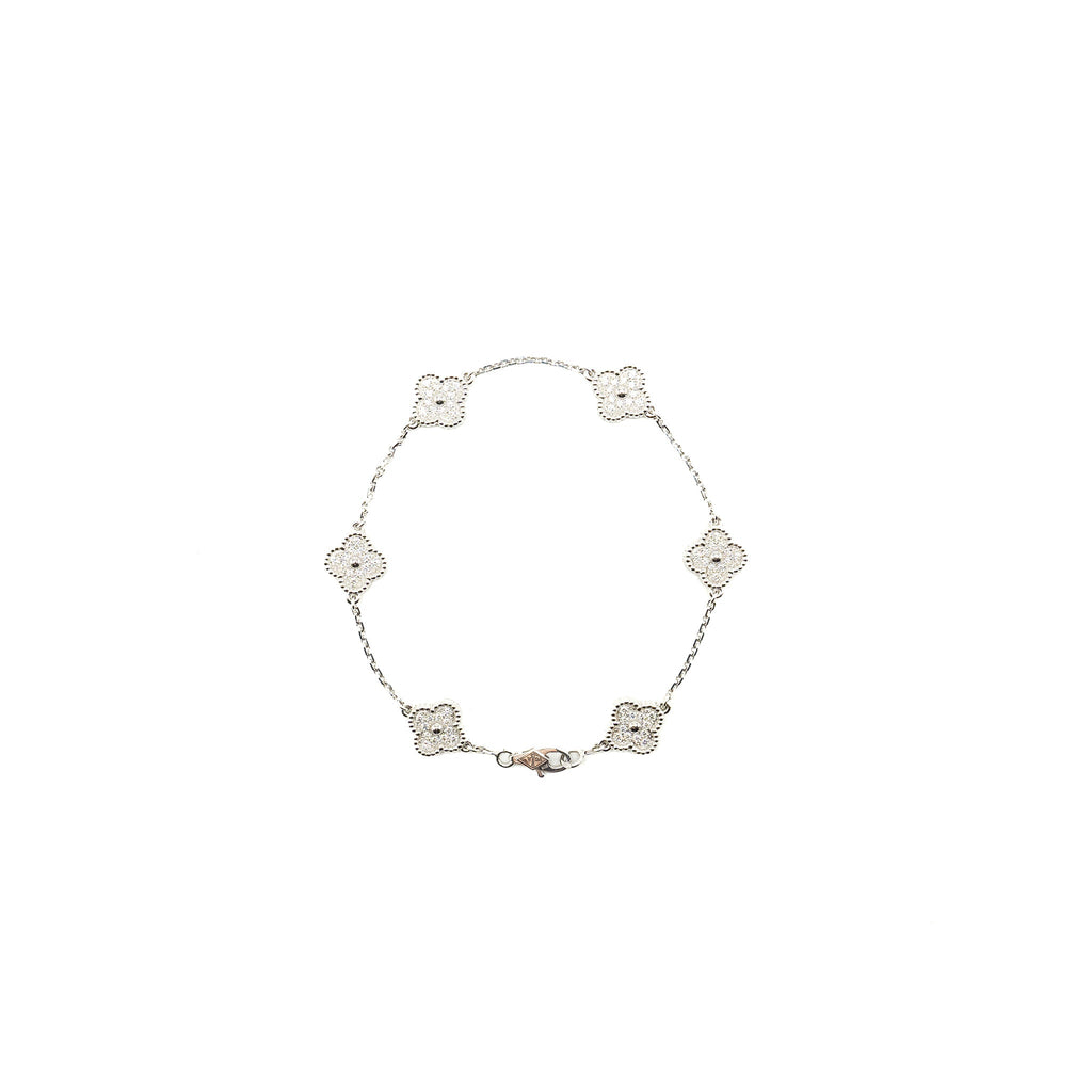 VAN CLEEF & ARPELS SWEET ALHAMBRA BRACELET 6 MOTIF, WHITE GOLD/ DIAMONDS