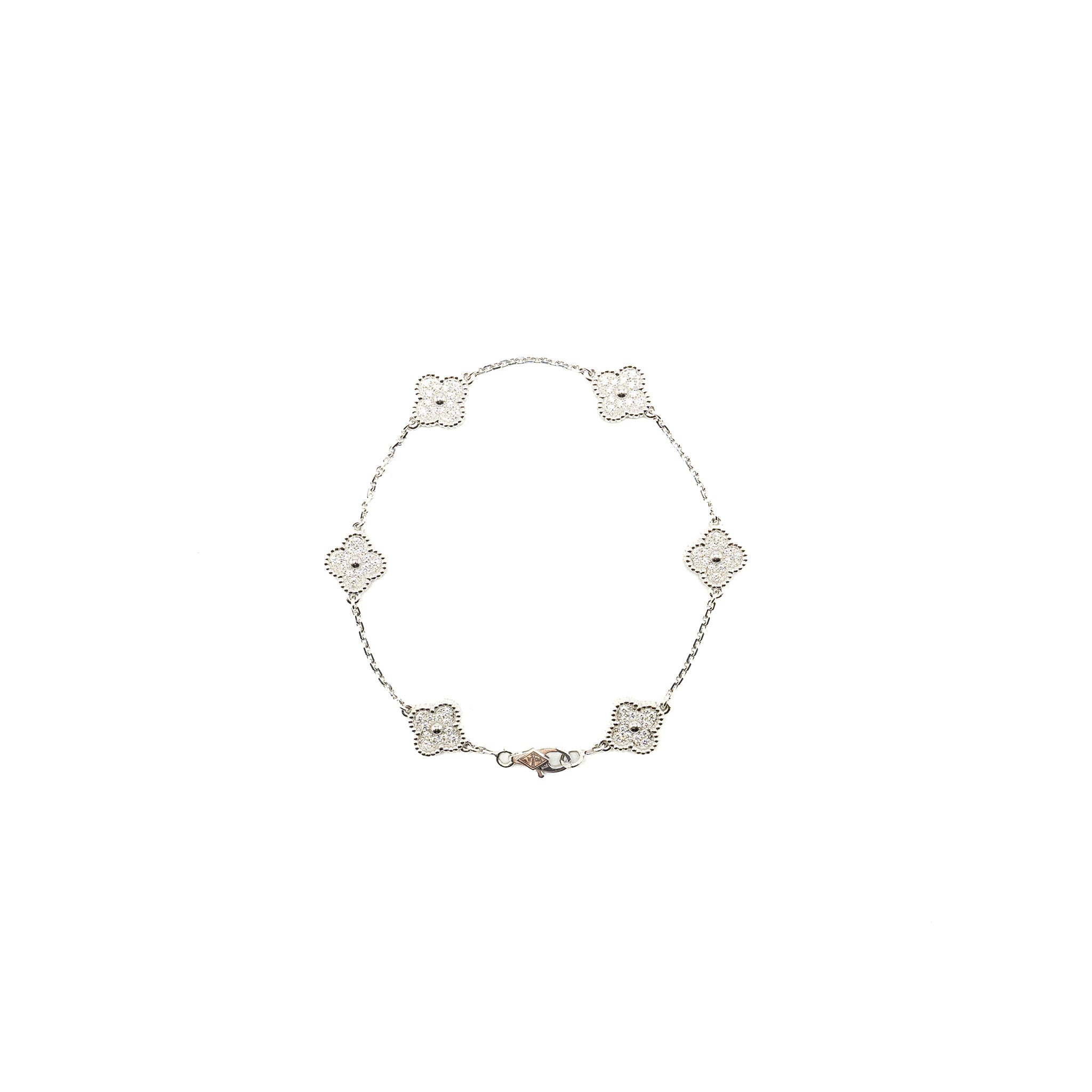 VAN CLEEF & ARPELS SWEET ALHAMBRA BRACELET 6 MOTIF, WHITE GOLD/ DIAMONDS