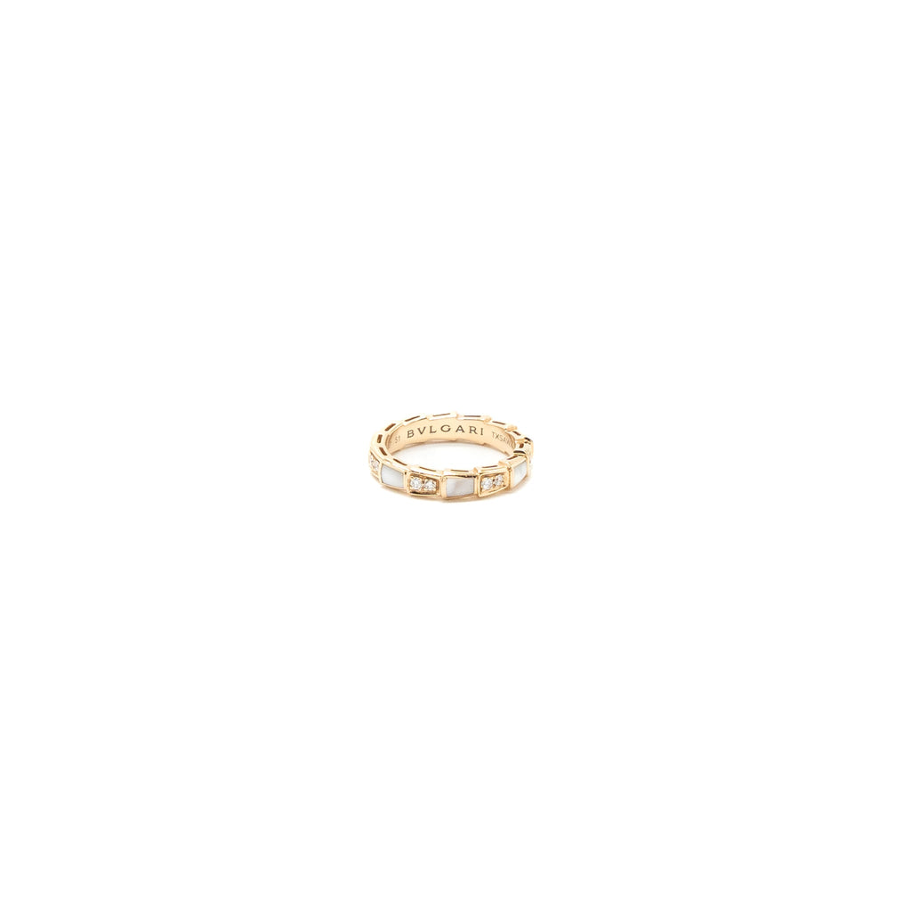 BVLGARI SERPENTI VIPER RING MOTHER OF PEARL/ROSE PINK GOLD WITH DIAMONDS
