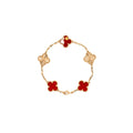 VAN CLEEF & ARPELS VINTAGE ALHAMBRA 5 MOTIFS BRACELET GUILLOCHE ROSE GOLD/CARNELIAN