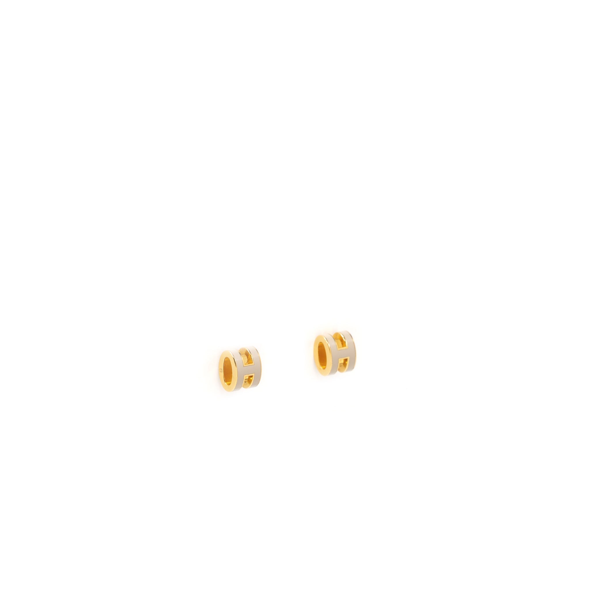 HERMES MINI POP H EARRINGS MARRON GLANCE GHW