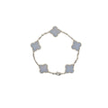 VAN CLEEF & ARPELS VINTAGE ALHAMBRA BRACELET 5 MOTIF WHITE GOLD, CHALCEDONY