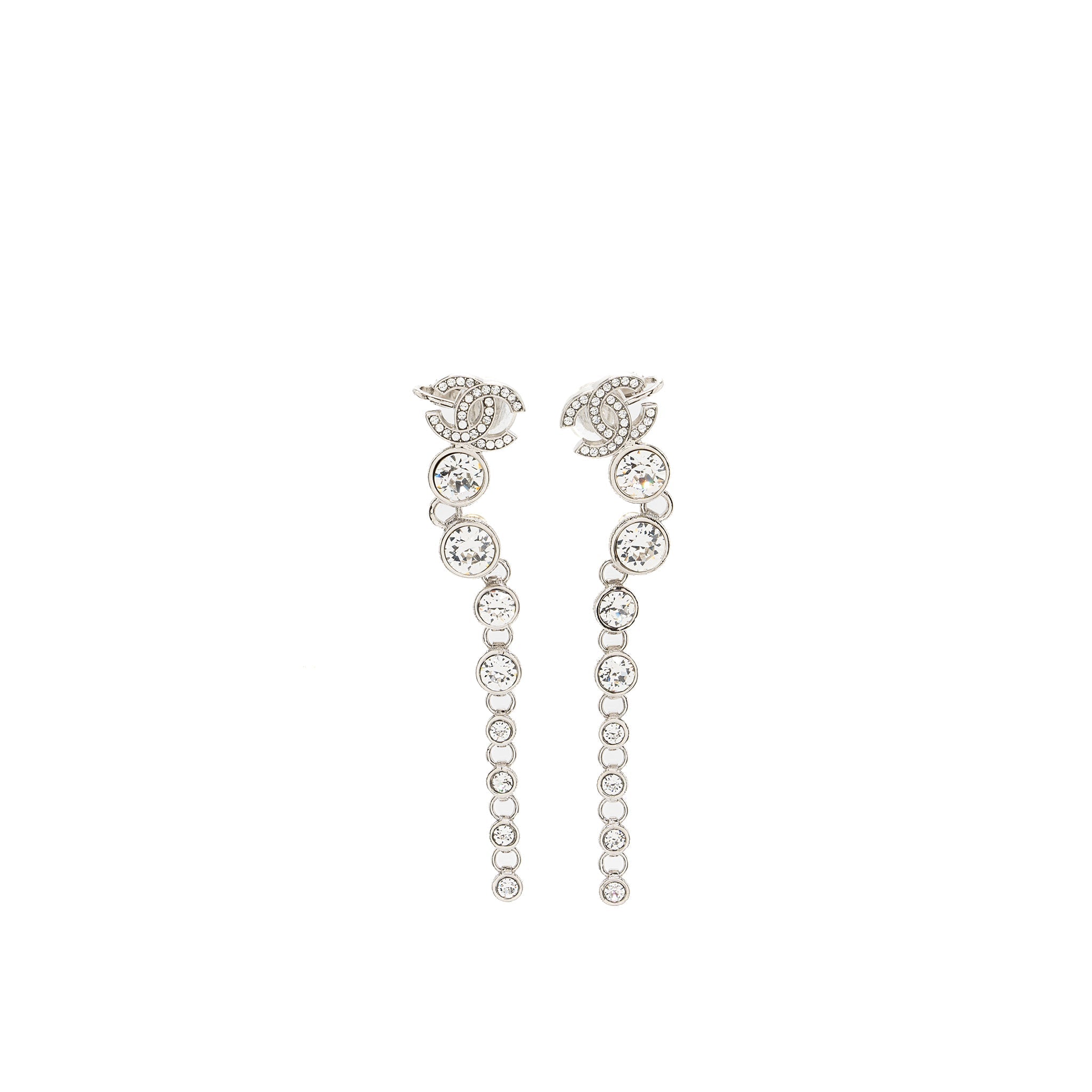 CHANEL CC LOGO CRYSTAL DROP EARRINGS SHW