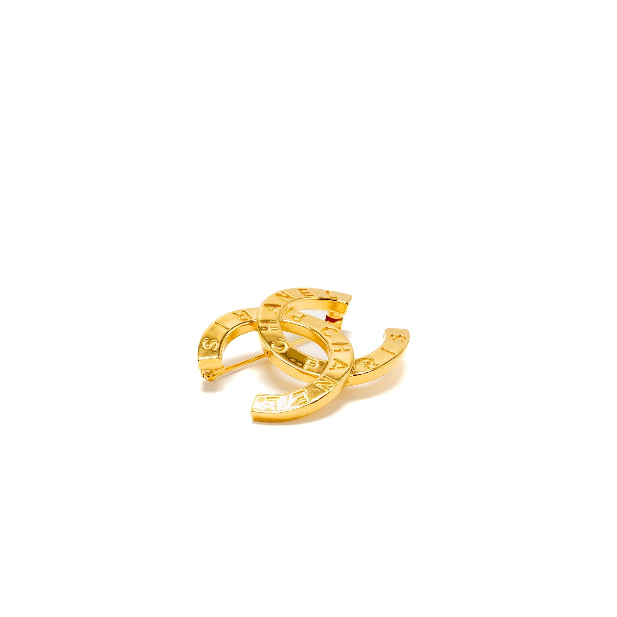 CHANEL CC LOGO CHANEL LETTER BROOCH GOLD TONE