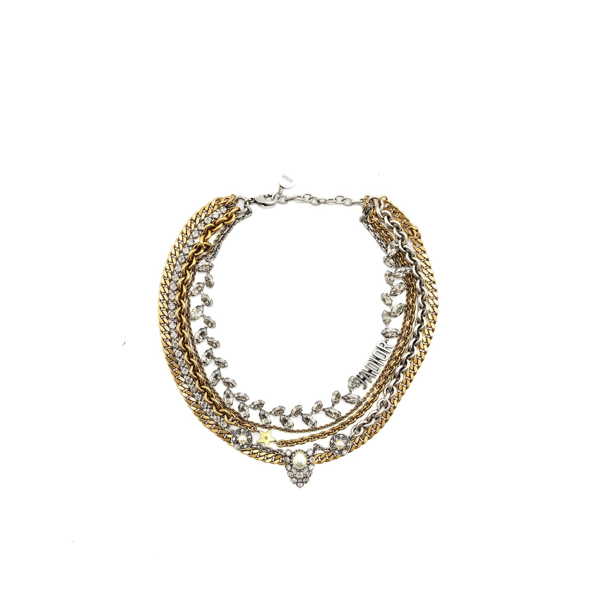 DIOR LEAF/STAR/CHAINS/PEARL NECKLACE MULTICOLOUR HARDWARE