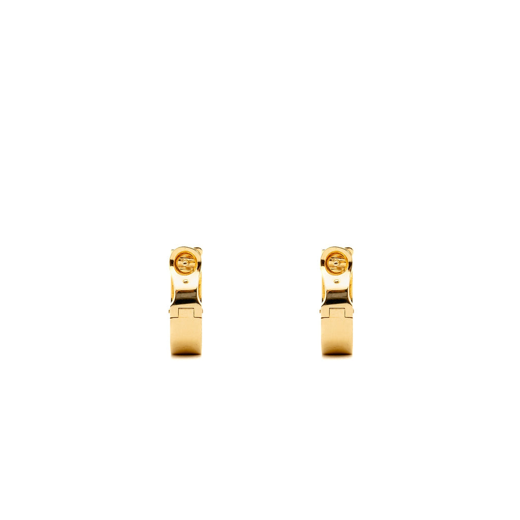 CARTIER LOVE HOOP EARRINGS CLASSIC MODEL YELLOW GOLD, 2 DIAMONDS