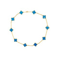 VAN CLEEF & ARPELS VINTAGE ALHAMBRA NECKLACE, 10 MOTIFS YELLOW GOLD/BLUE AGATE