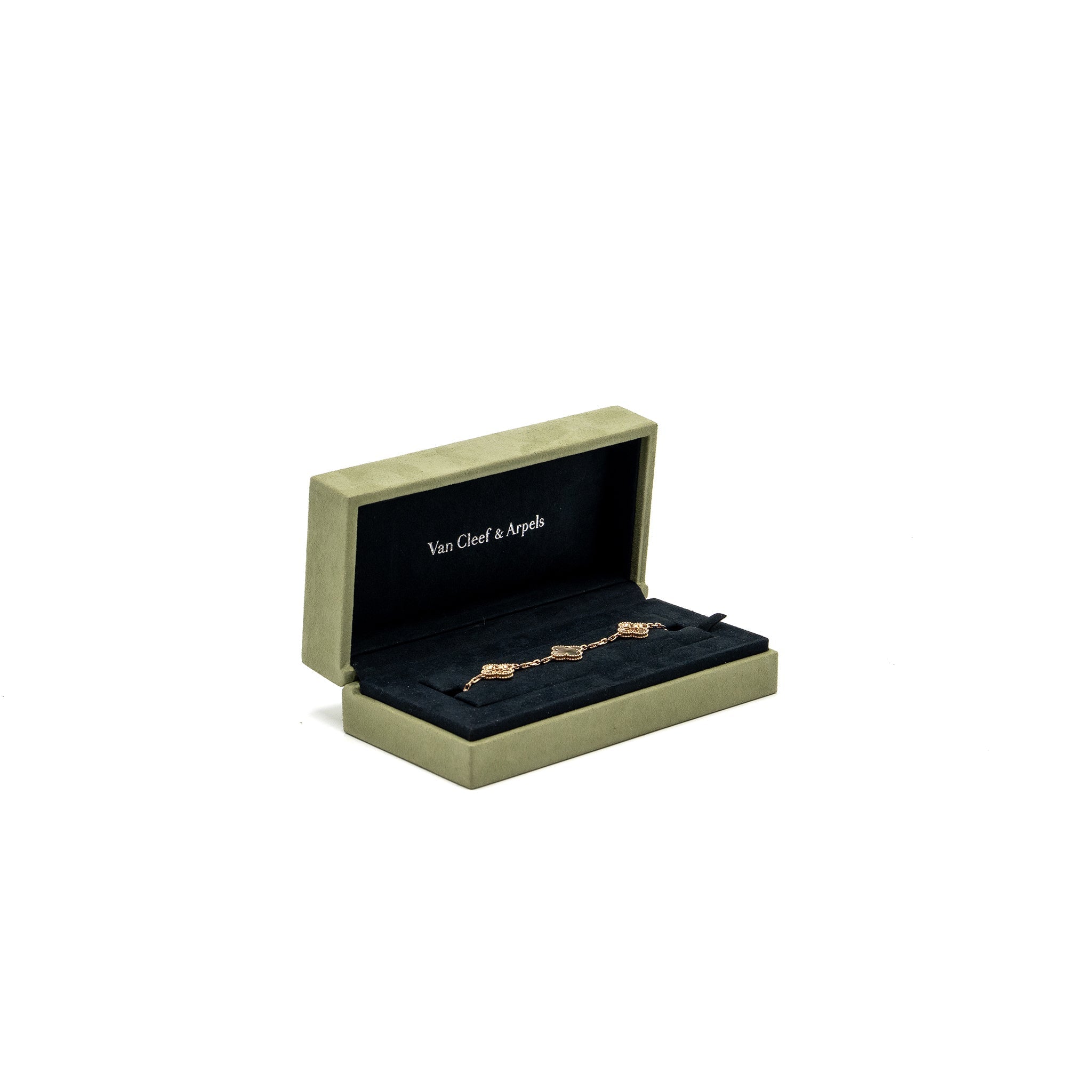 VAN CLEEF & ARPELS VINTAGE ALHAMBRA BRACELET, 5 MOTIFS MOTHER OF PEARL/ROSE GOLD, DIAMONDS