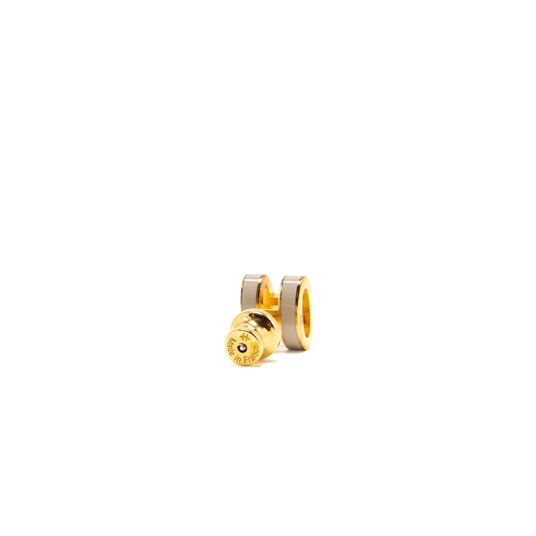 HERMES MINI POP H EARRINGS MARRON GLACE GHW