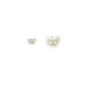 CHANEL 21K 2 PINS IVORY HEART BROOCH PEARL/CRYSTAL LGHW