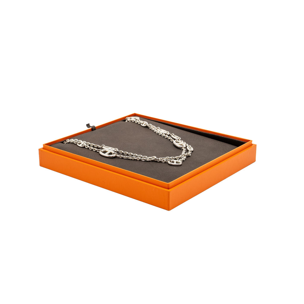 HERMES 160CM FARANDOLE LONG NECKLACE SILVER TONE