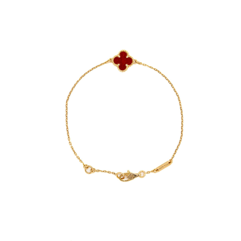 VAN CLEEF & ARPELS SWEET ALHAMBRA BRACELET 18K ROSE GOLD/ CARNELIAN