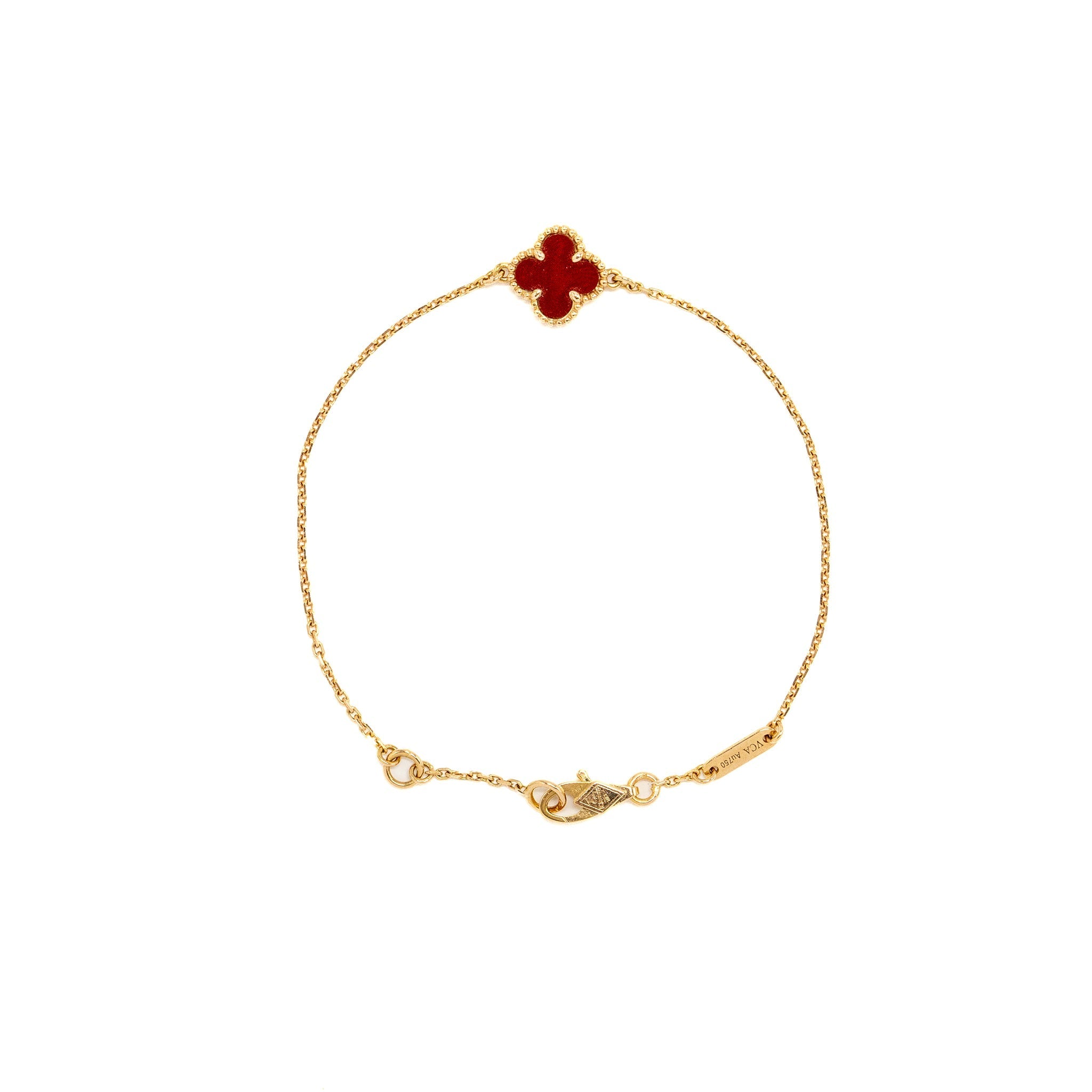 VAN CLEEF & ARPELS SWEET ALHAMBRA BRACELET 18K ROSE GOLD/ CARNELIAN
