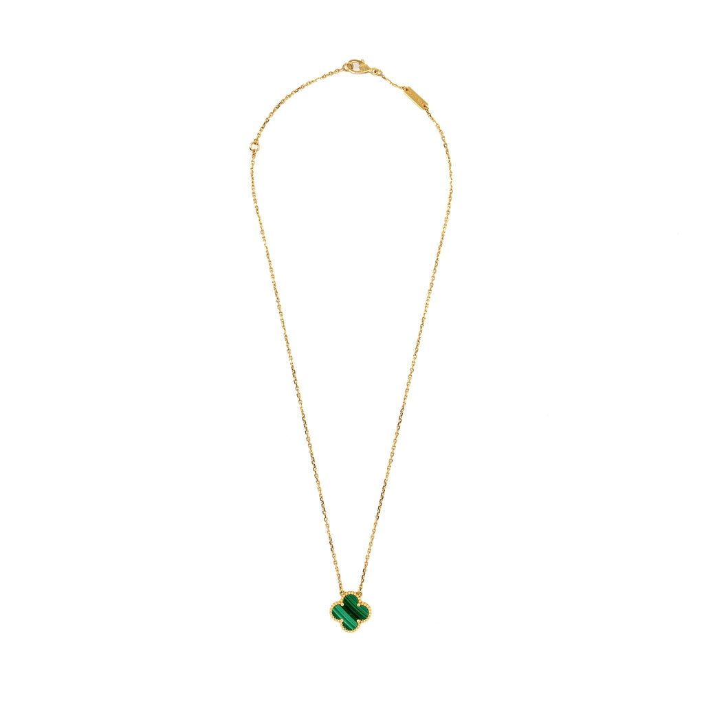 VAN CLEEF & ARPELS VINTAGE ALHAMBRA PENDANT MALACHITE YELLOW GOLD