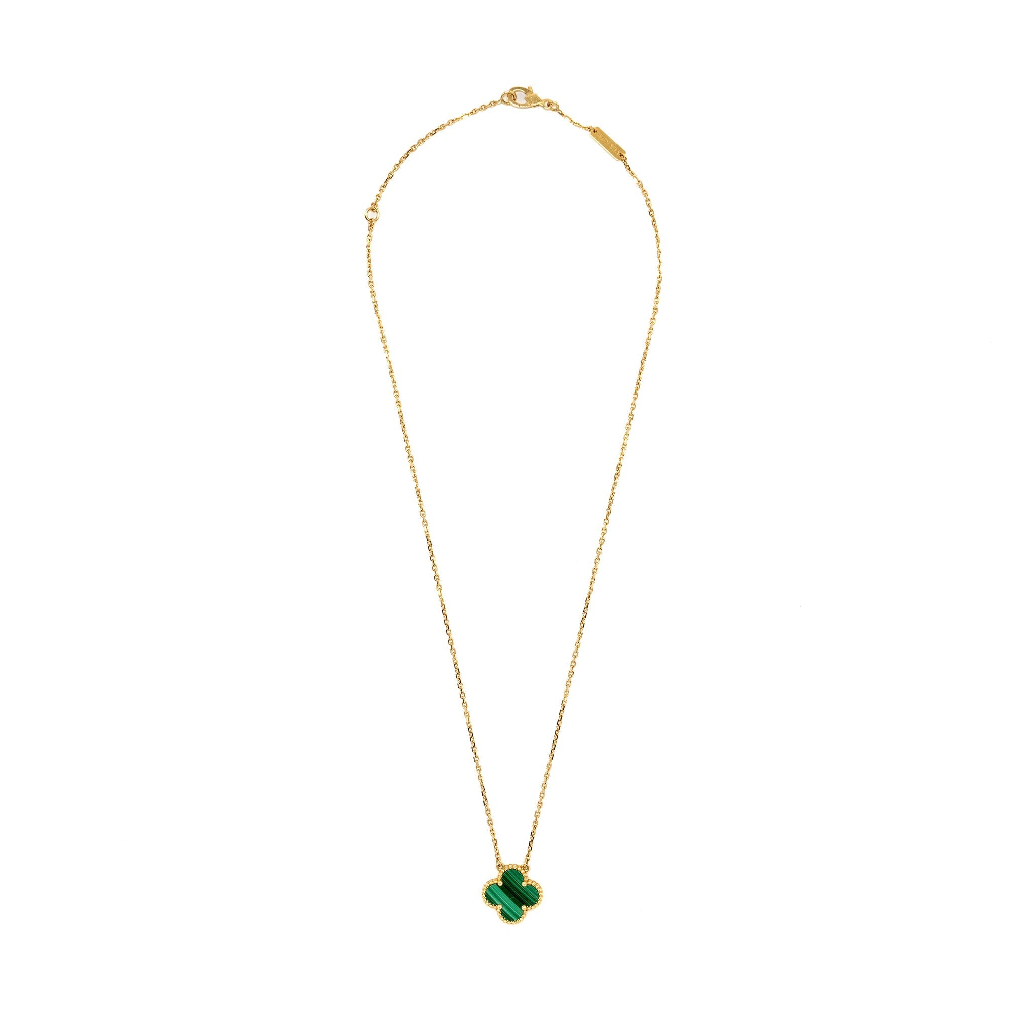 VAN CLEEF & ARPELS VINTAGE ALHAMBRA PENDANT MALACHITE YELLOW GOLD