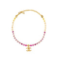 CHANEL CC LOGO DROPPED NECKLACE/CHOCKER MULTICOLOUR CRYSTAL GOLD TONE