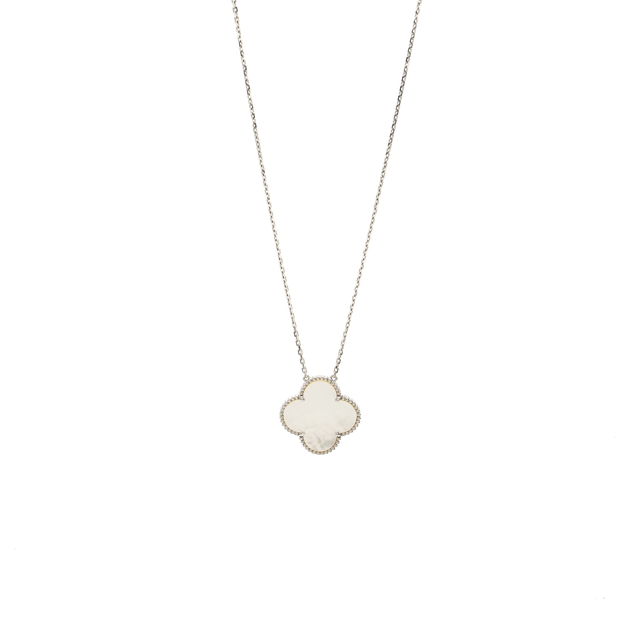 VAN CLEEF AND ARPELS MAGIC ALHAMBRA PENDANT 18K WHITE GOLD / MOTHER OF PEARL