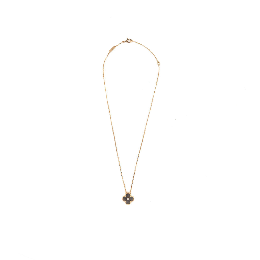 VAN CLEEF & ARPELS 2023 ALHAMBRA HOLIDAY LIMITED PENDANT ROSE GOLD/SILVER OBSIDIAN/DIAMOND