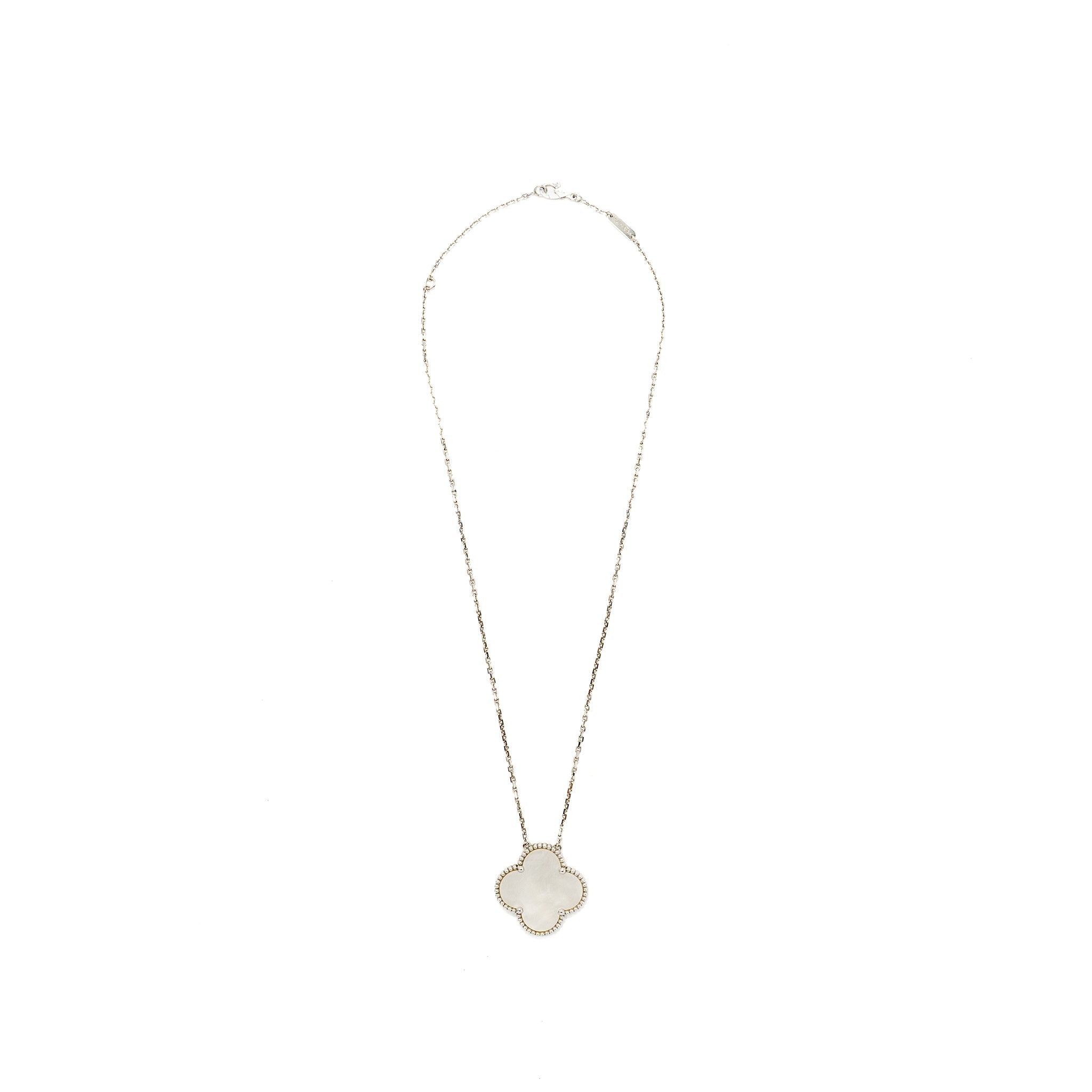 VAN CLEEF AND ARPELS MAGIC ALHAMBRA PENDANT 18K WHITE GOLD / MOTHER OF PEARL