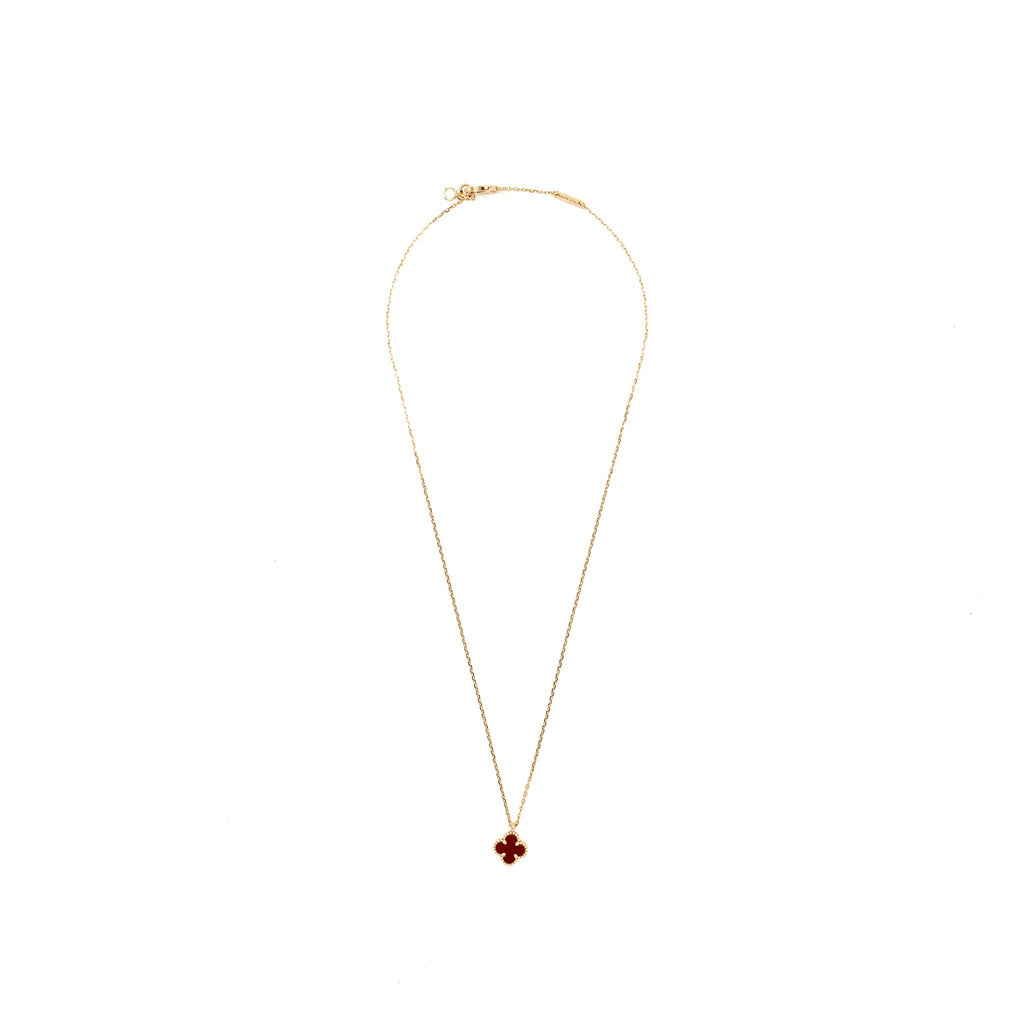 VAN CLEEF & ARPELS SWEET VINTAGE ALHAMBRA PENDANT CARNELIAN ROSE GOLD