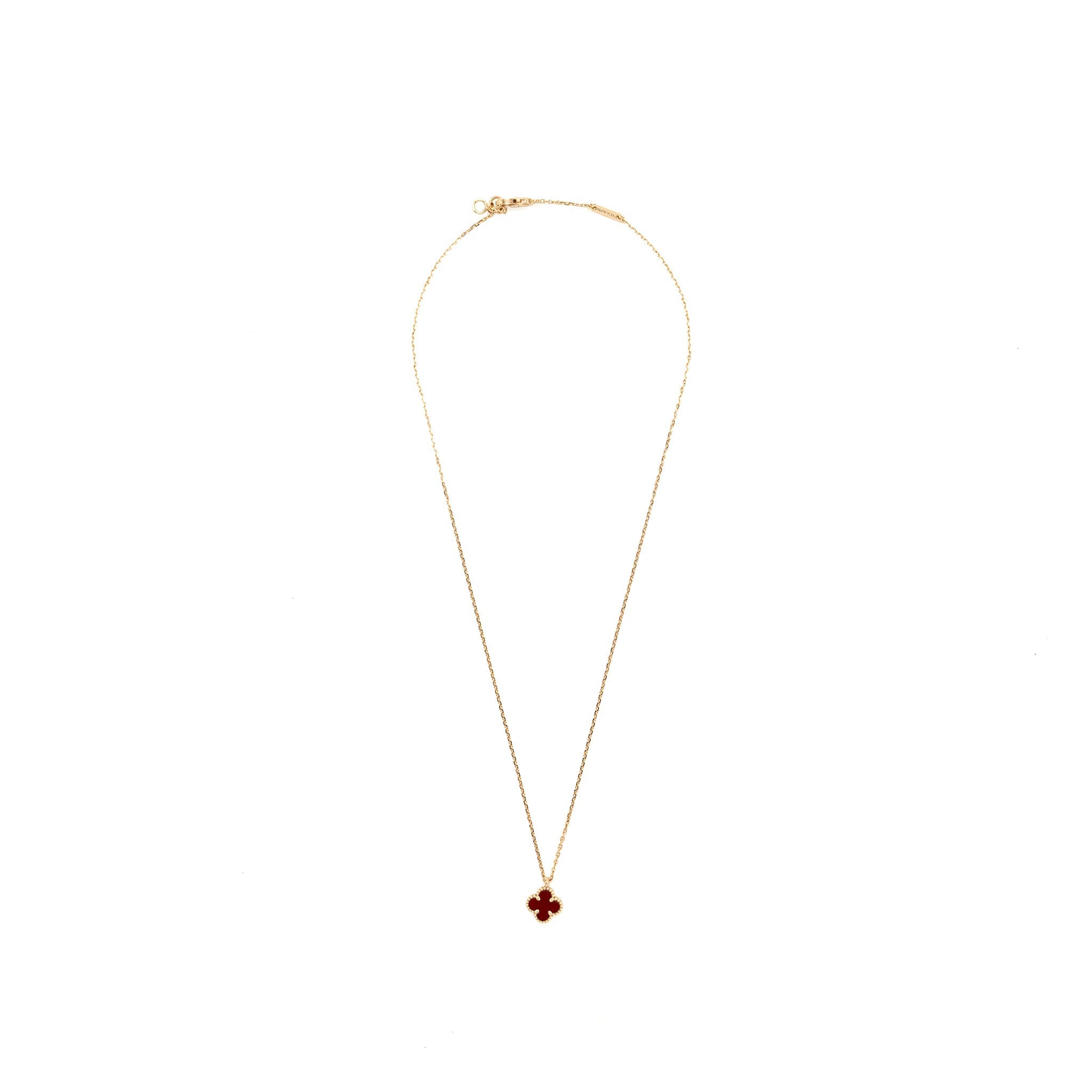 VAN CLEEF & ARPELS SWEET VINTAGE ALHAMBRA PENDANT CARNELIAN ROSE GOLD