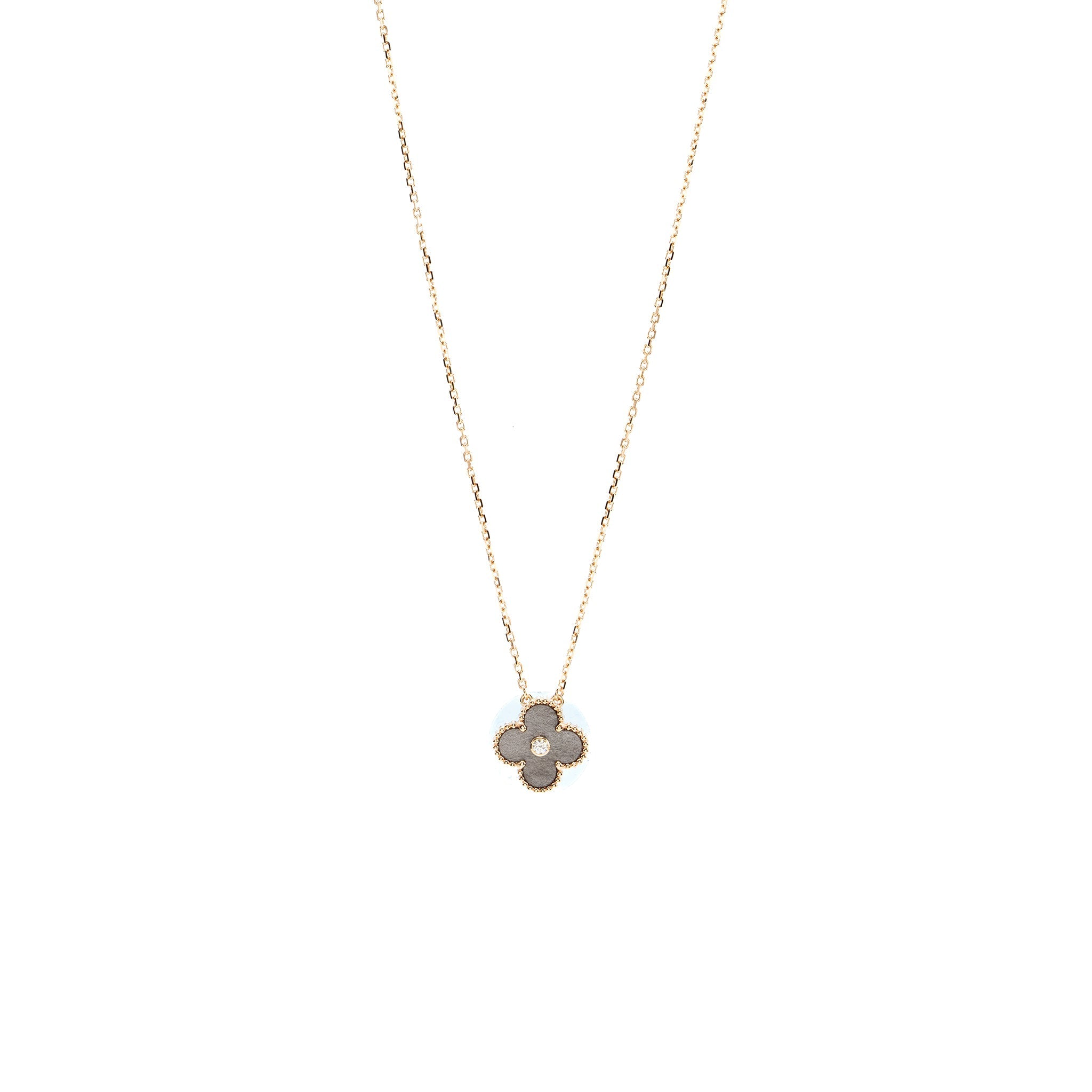 VAN CLEEF & ARPELS 2023 ALHAMBRA HOLIDAY LIMITED PENDANT SILVER OBSIDIAN ROSE GOLD DIAMOND
