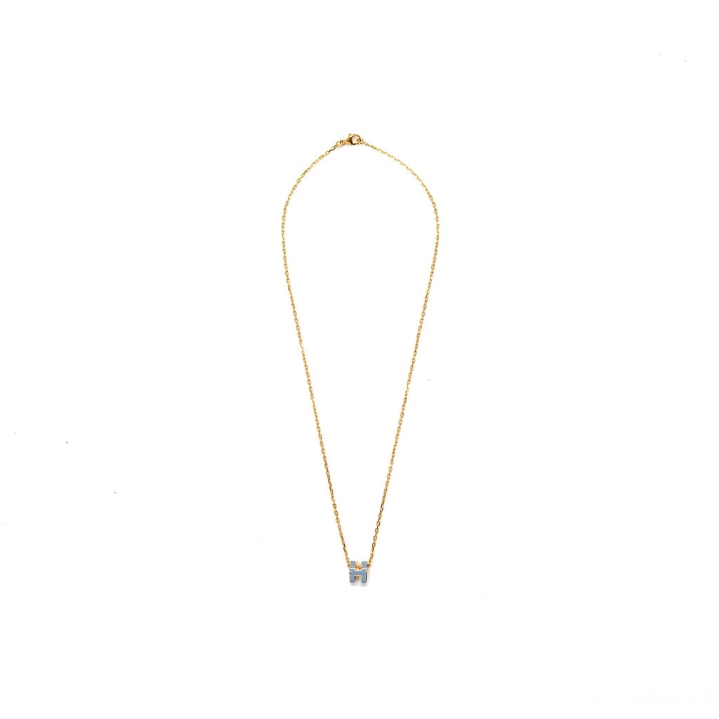 HERMES MINI POP H PENDANT BLUE LIN GHW