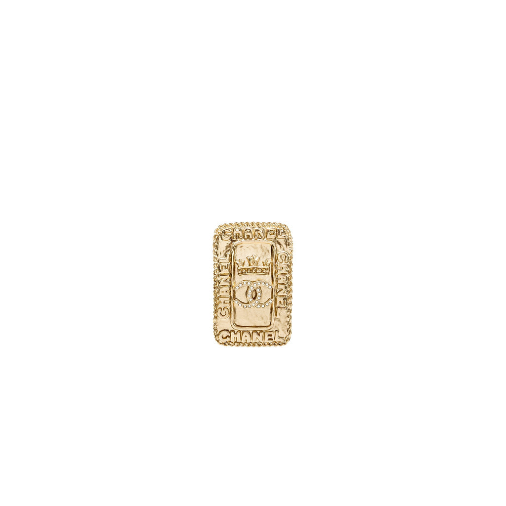 CHANEL CC LOGO AND CROWN BROOCH CRYSTAL LGHW