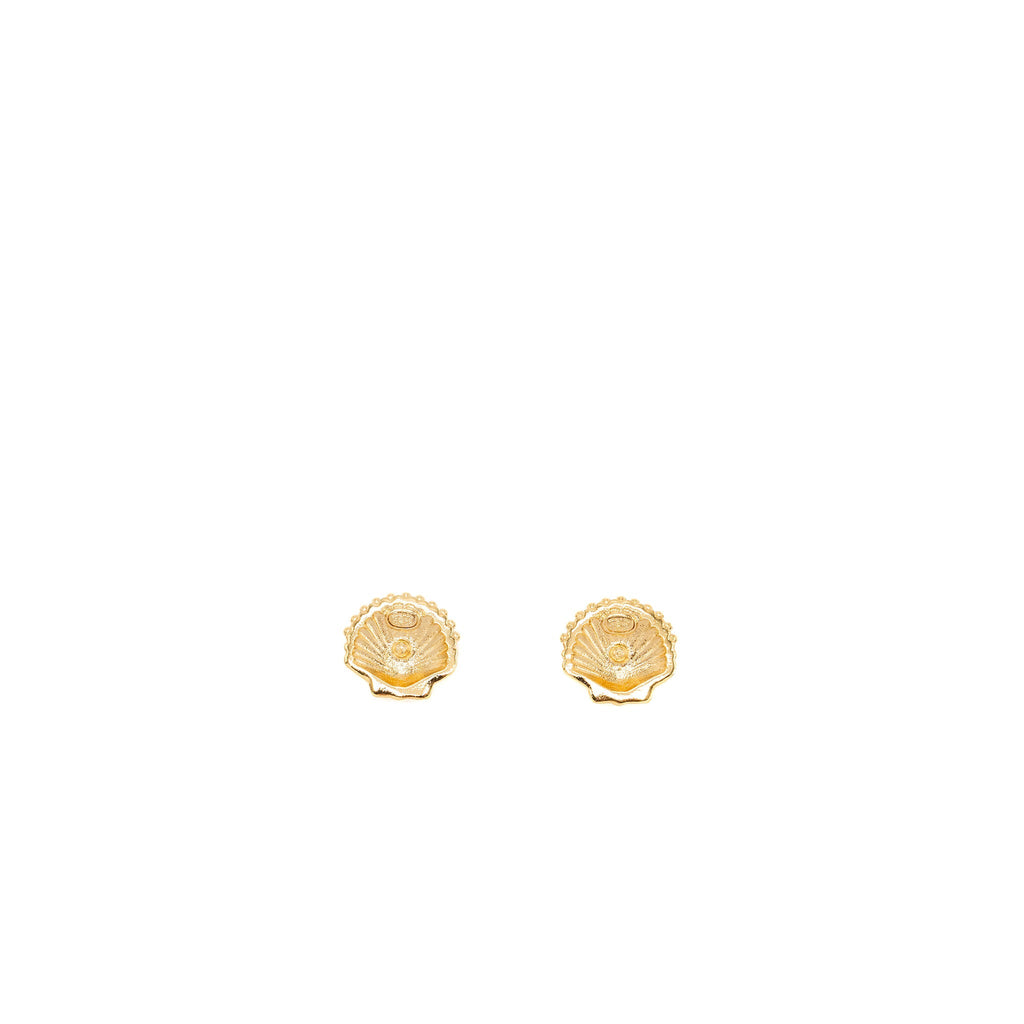 CHANEL CC LOGO SHELL EARRINGS MULTICOLOUR CRYSTAL GOLD TONE