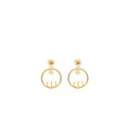 DIOR PEARL AND CD ROUND DROP EARRINGS GOLD TONE