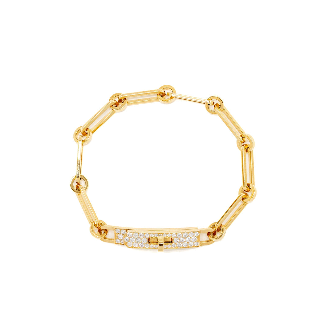 HERMES KELLY CHAINE BRACELET YELLOW GOLD/DIAMONDS