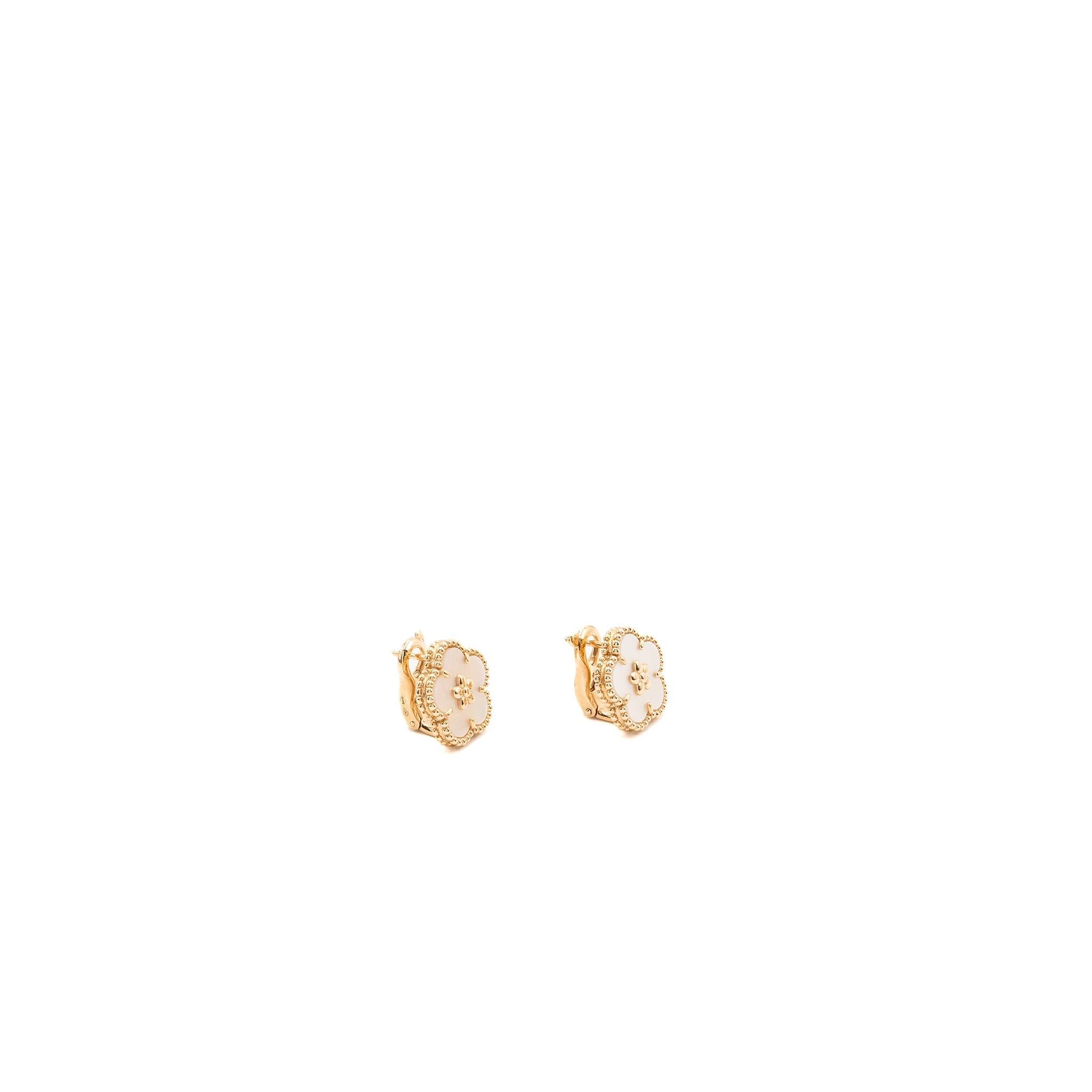 VAN CLEEF & ARPELS LUCKY SPRING PLUM BLOSSOM EARRINGS ROSE GOLD/WHITE MOTHER OF PEARL