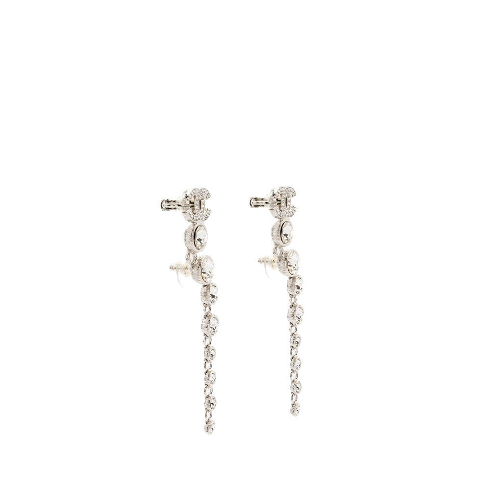 CHANEL CC LOGO CRYSTAL DROP EARRINGS SHW