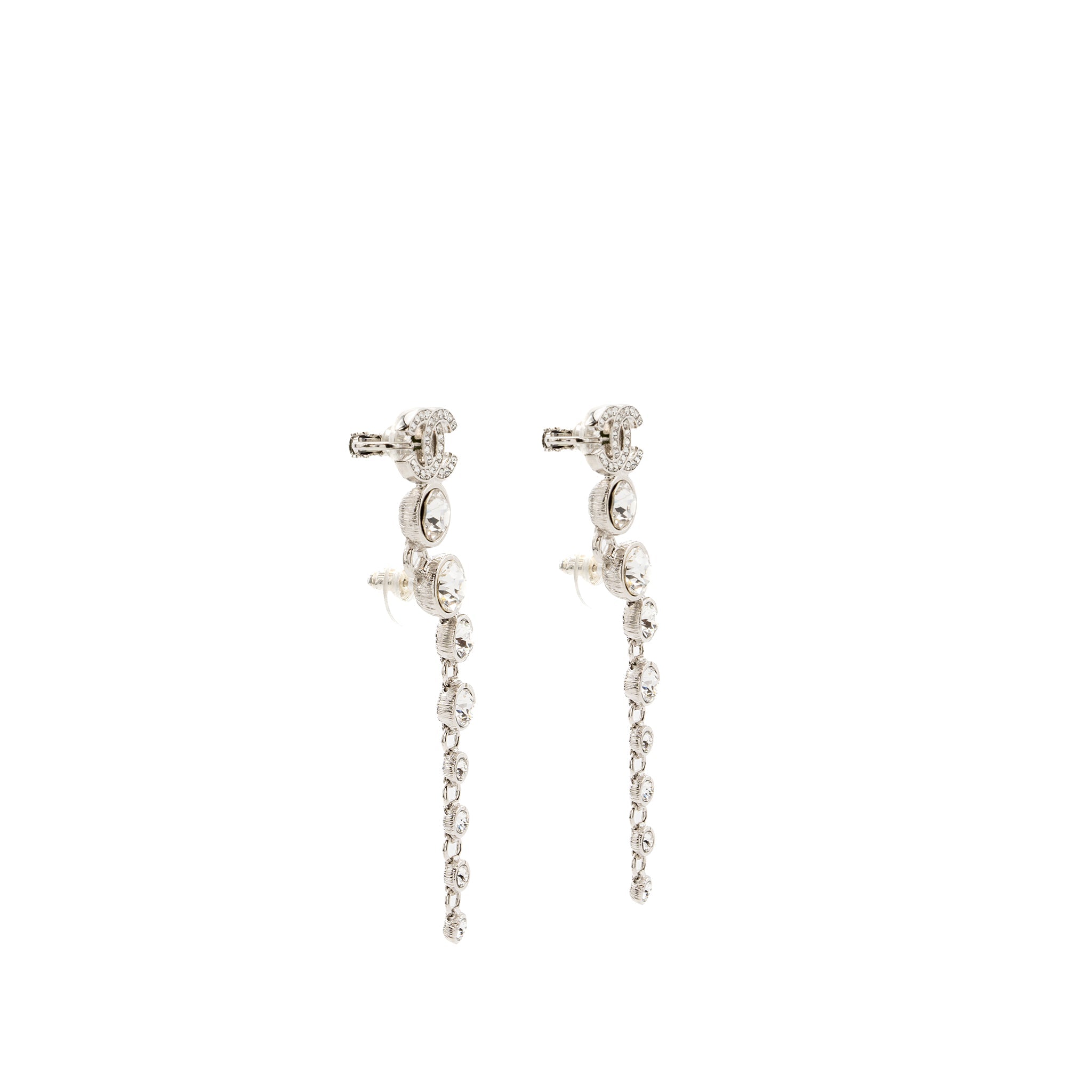 CHANEL CC LOGO CRYSTAL DROP EARRINGS SHW