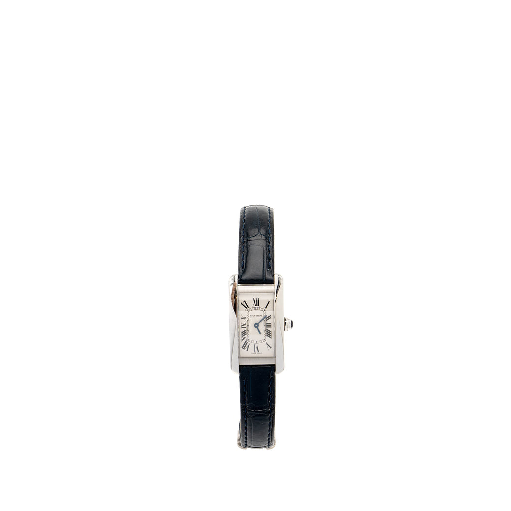 CARTIER TANK AMERICAINE WATCH STEEL CASE WITH ALLIGATOR STRAP MODEL:WSTA0016