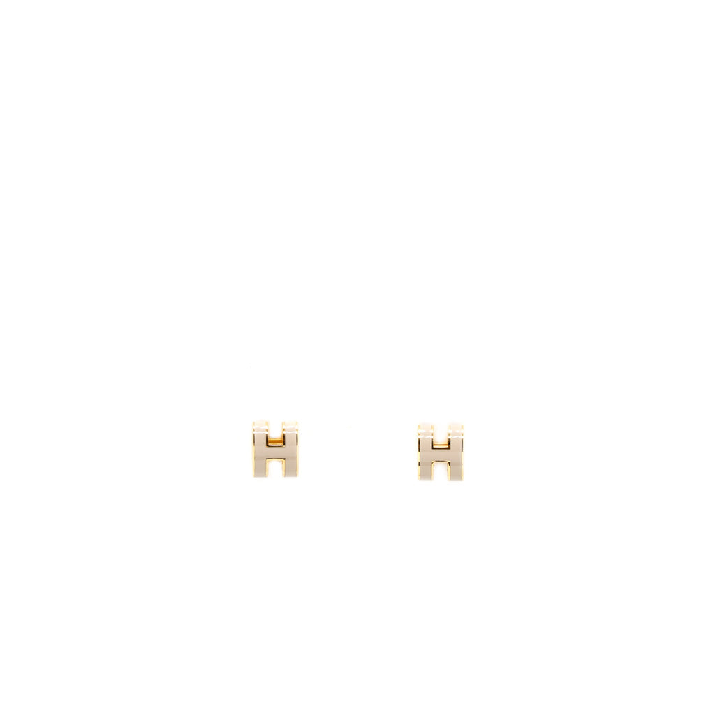 HERMES MINI POP H EARRINGS MARRON GLANCE GHW
