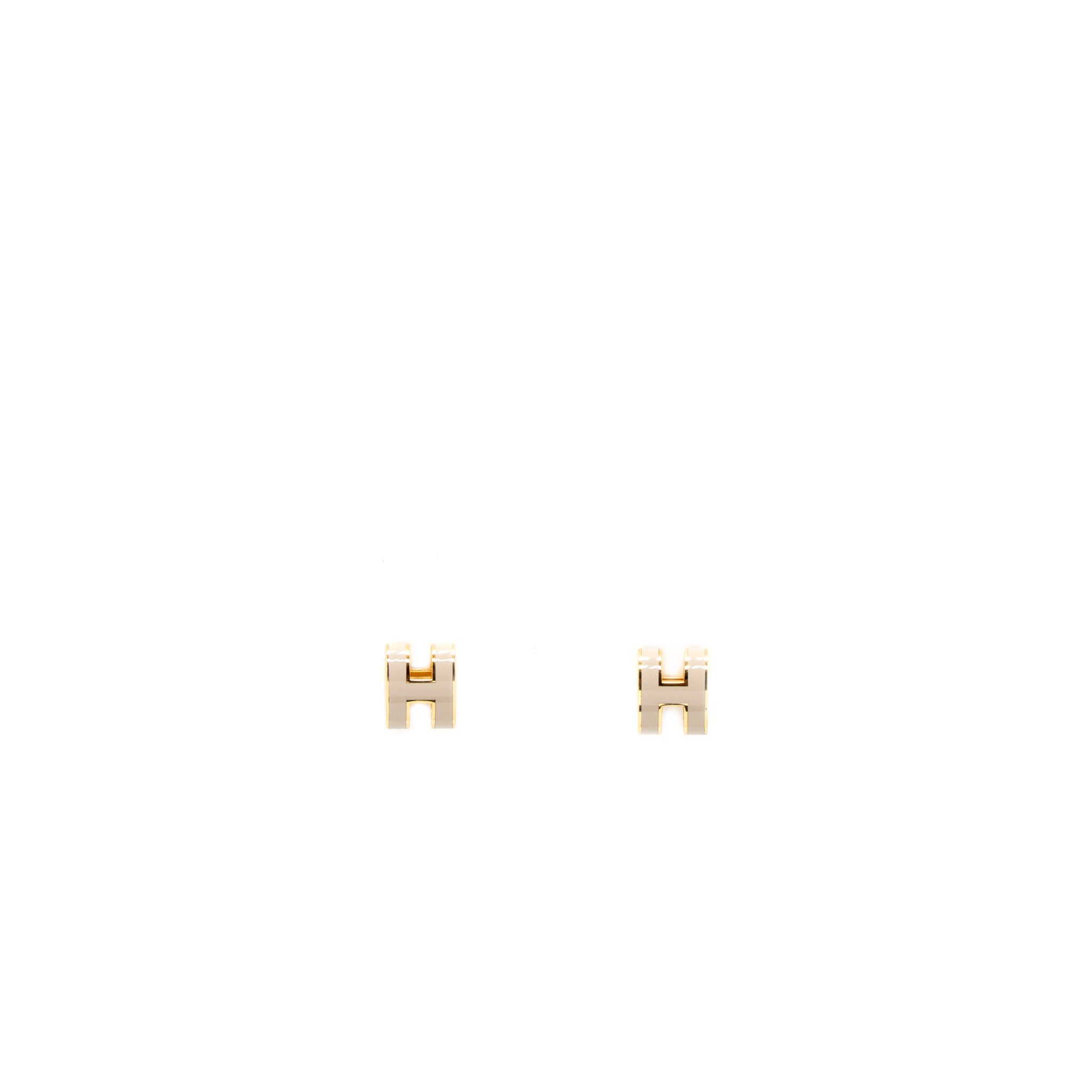 HERMES MINI POP H EARRINGS MARRON GLANCE GHW