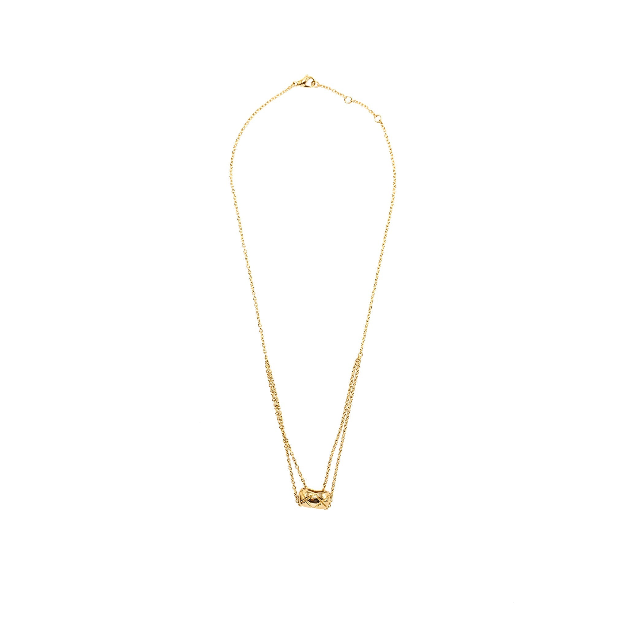 CHANEL COCO CRUSH NECKLACE QUILTED MOTIF YELLOW GOLD