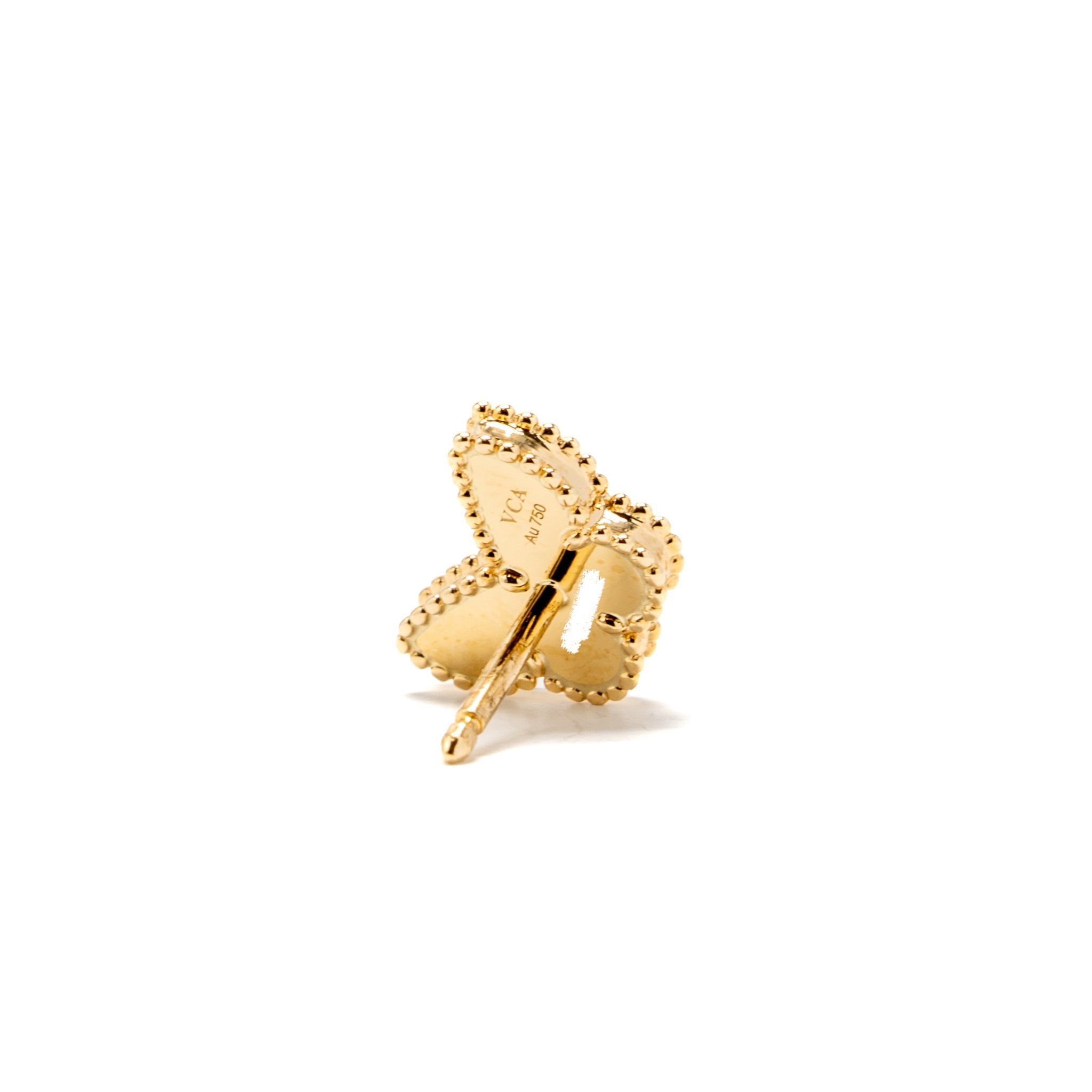 VAN CLEEF AND ARPELS SWEET BUTTERFLIES EARSTUDS 18K YELLOW GOLD / MOTHER OF PEARL