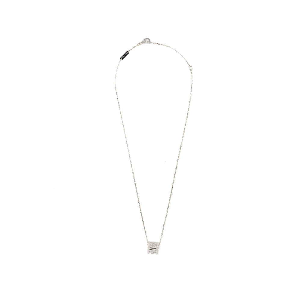 VAN CLEEF & ARPELS ANGLE FILED TRACE CHAIN WITH PERLEE CLOVERS PENDANT WHITE GOLD, DIAMONDS (SELL IN A SET)