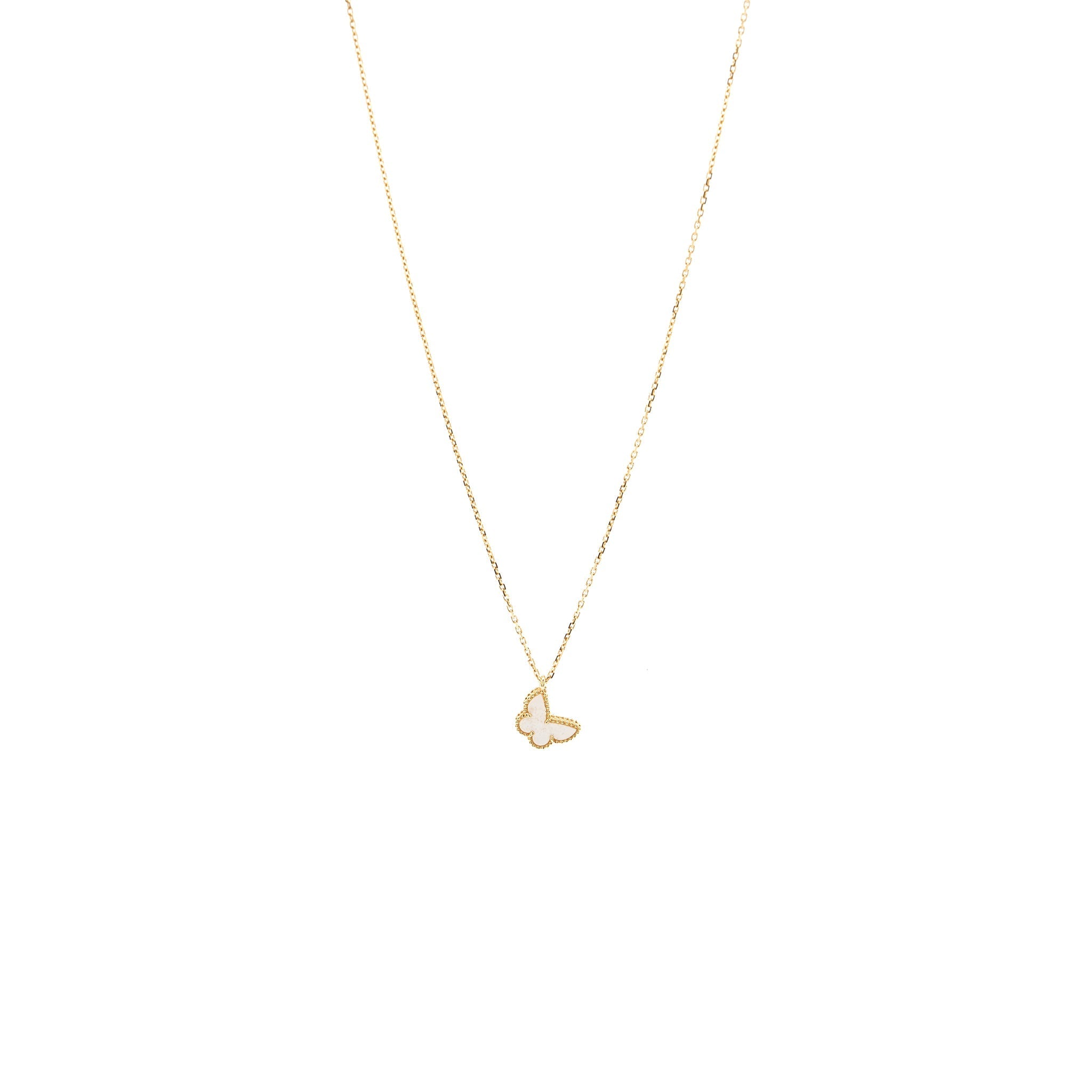 VAN CLEEF AND ARPELS SWEET ALHAMBRA BUTTERFLY PENDANT 18K YELLOW GOLD / MOTHER OF PEARL
