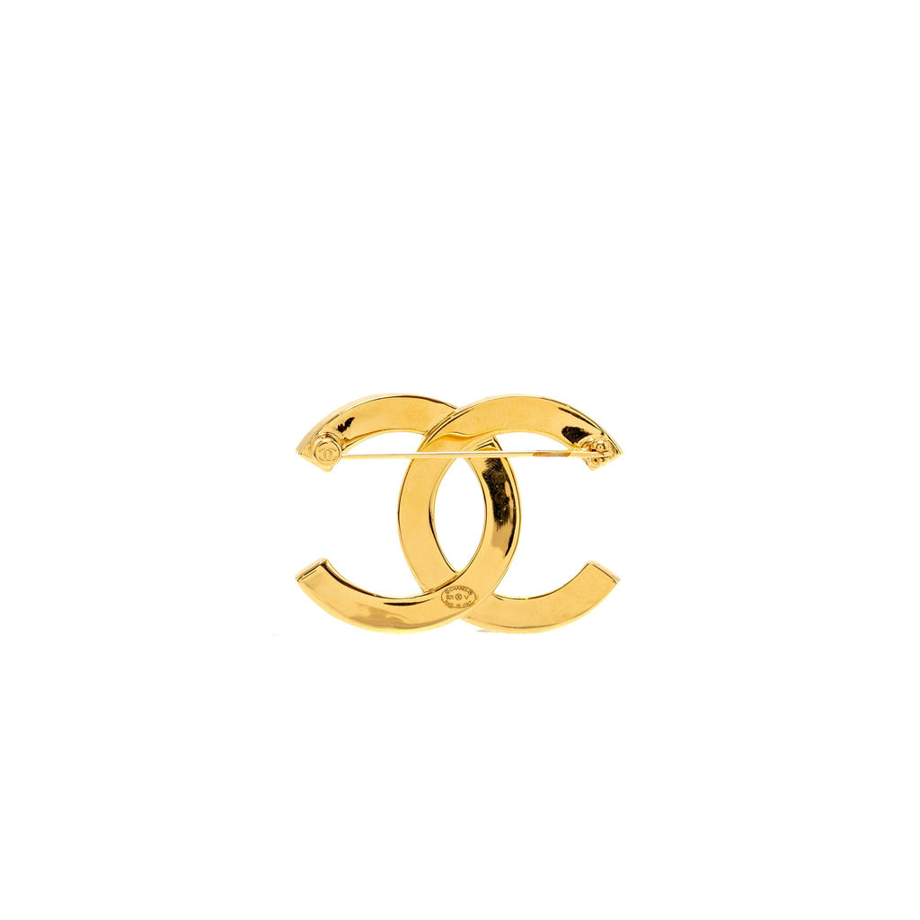 CHANEL CC LOGO CHANEL LETTER BROOCH GOLD TONE