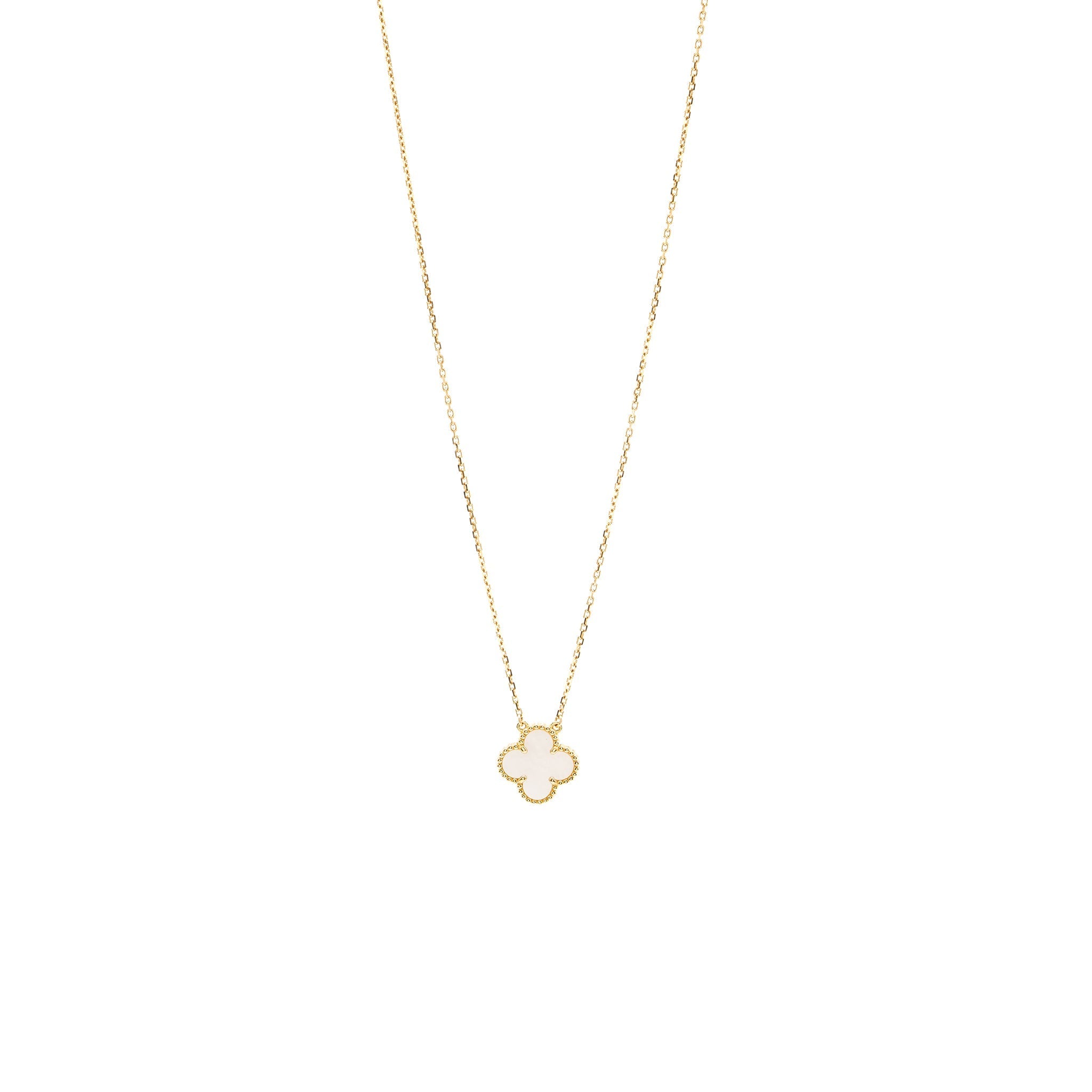 VAN CLEEF AND ARPELS VINTAGE ALHAMBRA NECKLACE MOTHER OF PEARL 18K YELLOW GOLD