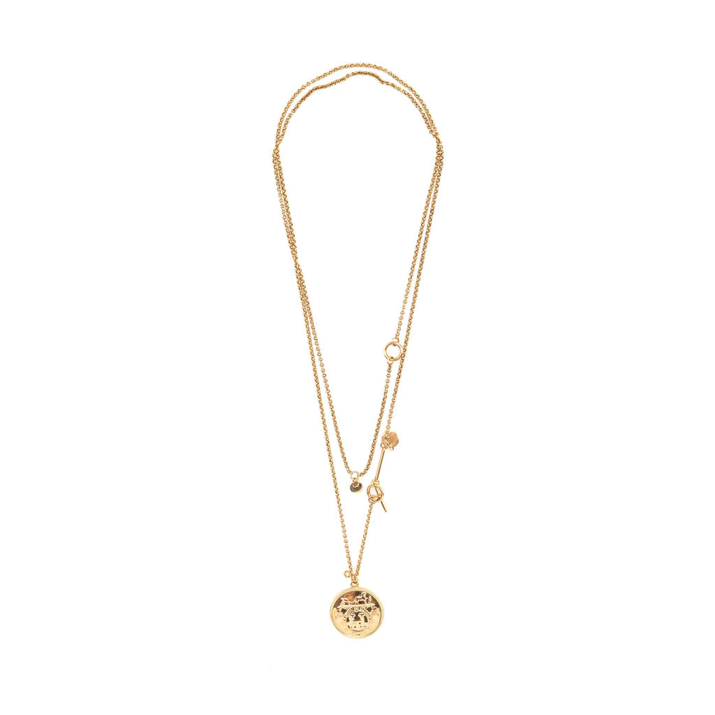 HERMES LONG EX LIBRIS GM PENDANT ROSE GOLD WITH DIAMOND