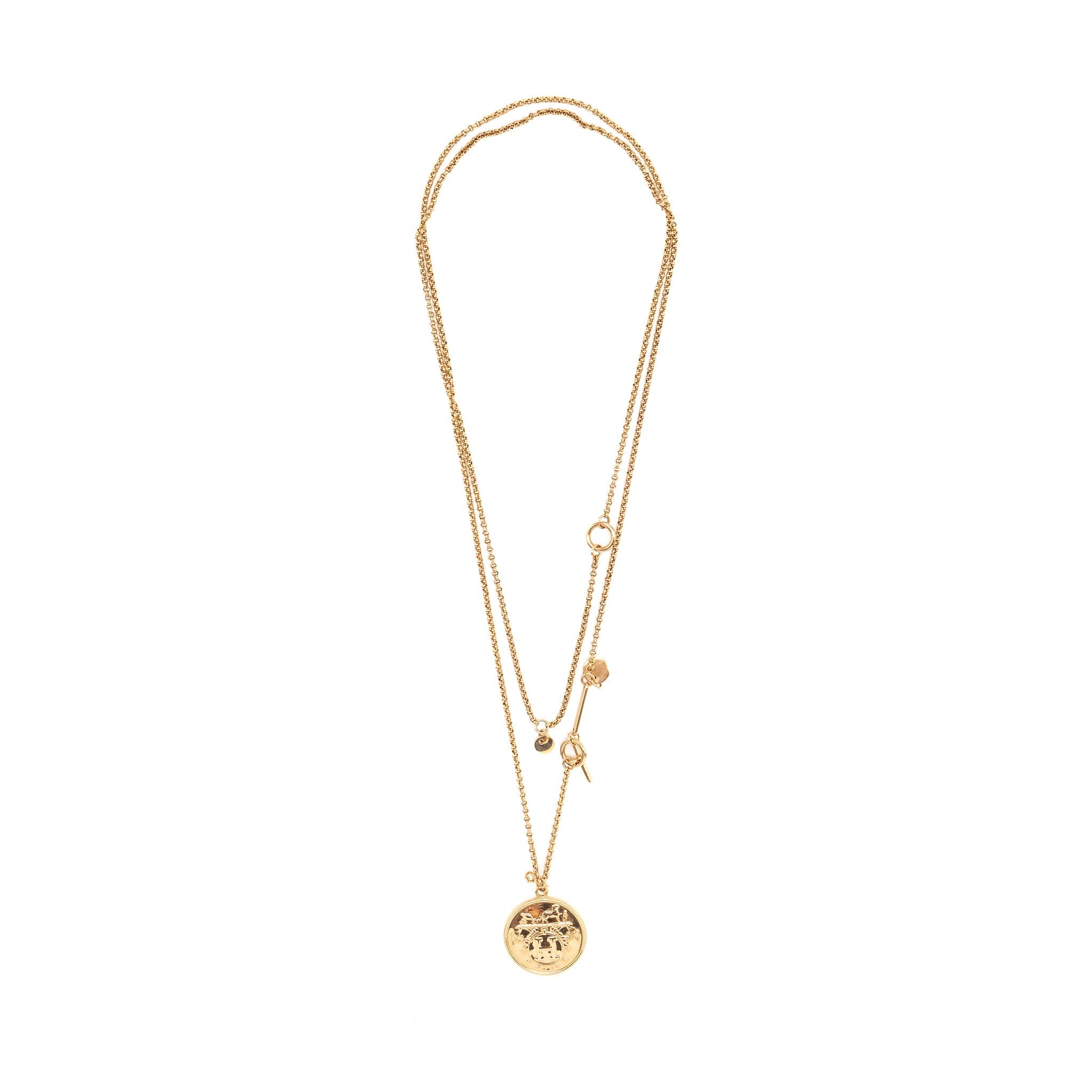 HERMES LONG EX LIBRIS GM PENDANT ROSE GOLD WITH DIAMOND