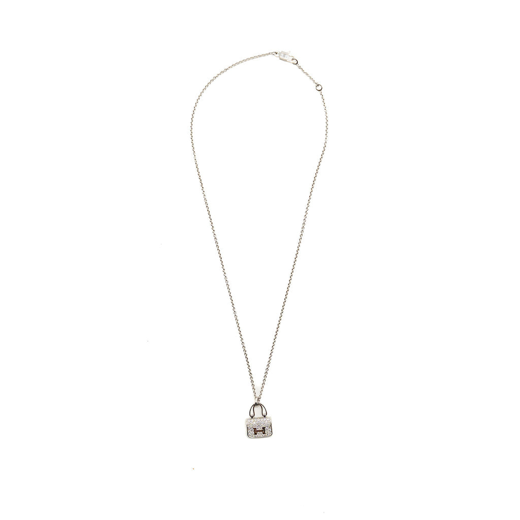 HERMES CONSTANCE AMULETTE PENDANT WHITE GOLD DIAMONDS