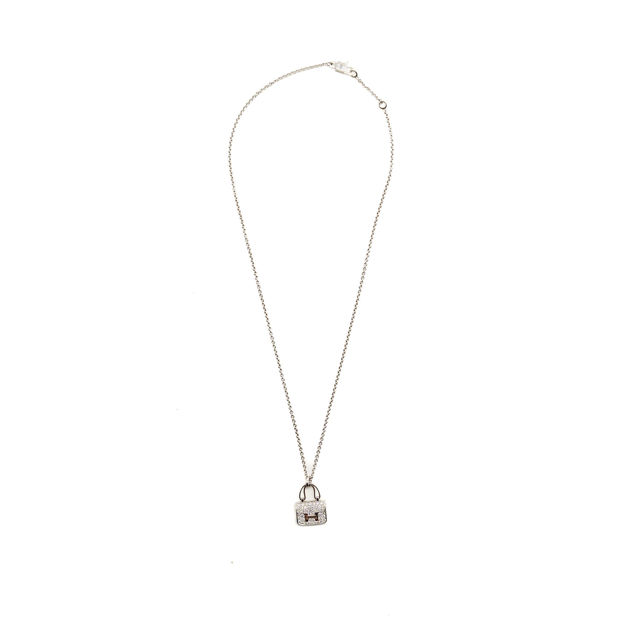 HERMES CONSTANCE AMULETTE PENDANT WHITE GOLD DIAMONDS