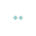 VAN CLEEF AND ARPELS SWEET ALHAMBRA EARSTUDS EARRINGS, WHITE GOLD/TURQUOISE