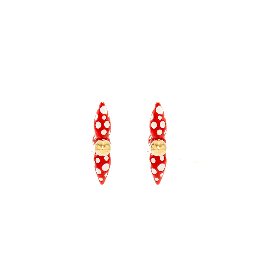 LOUIS VUITTON X YAYOI KUSAMA INFINITY DOTS WITH PUMPKIN CHARM NECKLACE, BRACELET, EARRINGS RED GOLD TONE (SELL IN A SET)